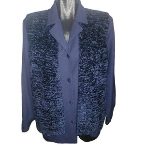Nancy Michaels Vintage Blue Blazer with Faux Vest Front 16P